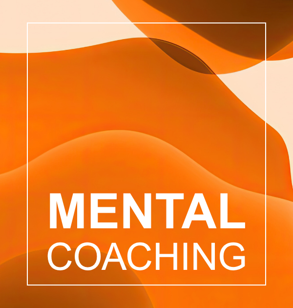 Mental Coaching – Titelgrafik in leuchtenden Orangetönen mit abstrakten, weich fließenden Formen.